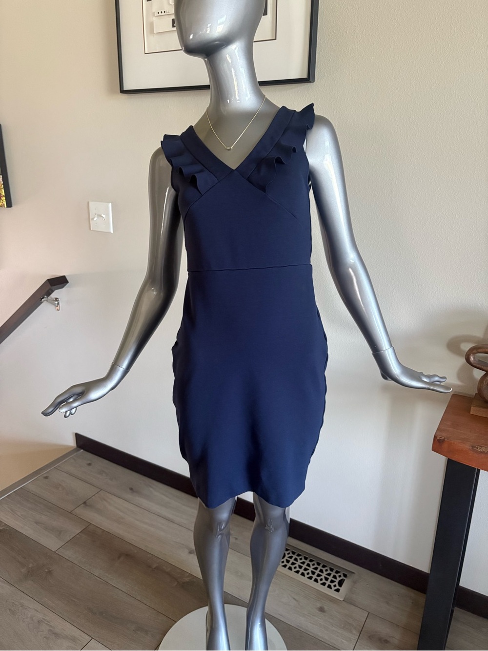 a new day Navy Ruffle V-Neck Sheath Dress